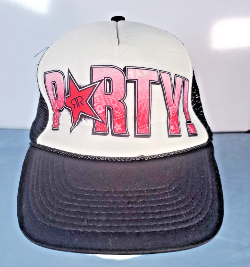 Vtg Rockstar Energy Hat Party Foam Mesh Snapback Cap Trucker Braid Nissun Y2K